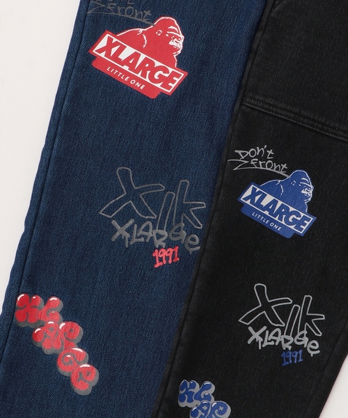 XLARGE KIDS（エクストララージキッズ）の「総柄カットデニムテーパードパンツ（デニムパンツ・キッズ・ブラック/ブルー・80ｃｍ/140cm/110cm/90cm/130cm/120cm/100cm）」の6枚目の写真