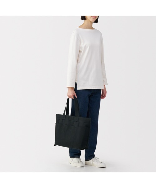 無印良品（ムジルシリョウヒン）の「帆布　横型　トートバッグ（トートバッグ・レディース・カーキ系/ブラック・FREE）」の10枚目の写真