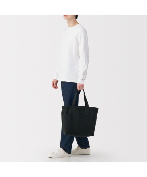 無印良品（ムジルシリョウヒン）の「帆布　横型　トートバッグ（トートバッグ・レディース・カーキ系/ブラック・FREE）」の9枚目の写真