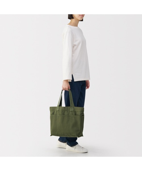 無印良品（ムジルシリョウヒン）の「帆布　横型　トートバッグ（トートバッグ・レディース・カーキ系/ブラック・FREE）」の15枚目の写真
