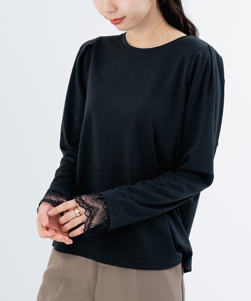 ANNA LUNA(アンナルナ)の「【ANNA LUNA】袖口レース が 映える 上品な 長袖 トップス(Tシャツ/カットソー・レディース・オフホワイト/ブラック・MEDIUM)」の20枚目の写真