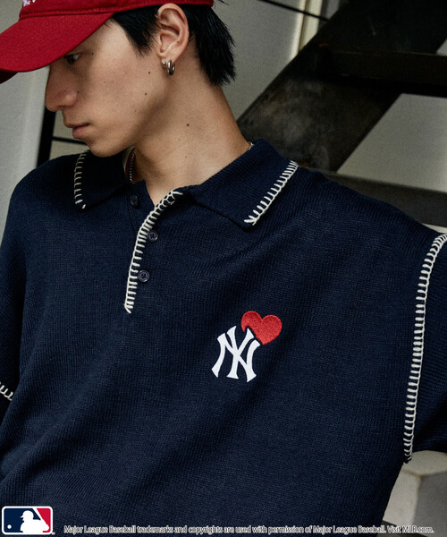 MLB(メジャーリーグベースボール)の「MLB/メジャーリーグベースボール 別注 STITCH KNIT POLO/ステッチニットポロ(限定展開)(ニット/セーター・メンズ・ブラウン/ブラック/ネイビー・LARGE/MEDIUM/SMALL)」の4枚目の写真