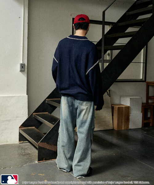 MLB(メジャーリーグベースボール)の「MLB/メジャーリーグベースボール 別注 STITCH KNIT POLO/ステッチニットポロ(限定展開)(ニット/セーター・メンズ・ブラウン/ブラック/ネイビー・LARGE/MEDIUM/SMALL)」の10枚目の写真