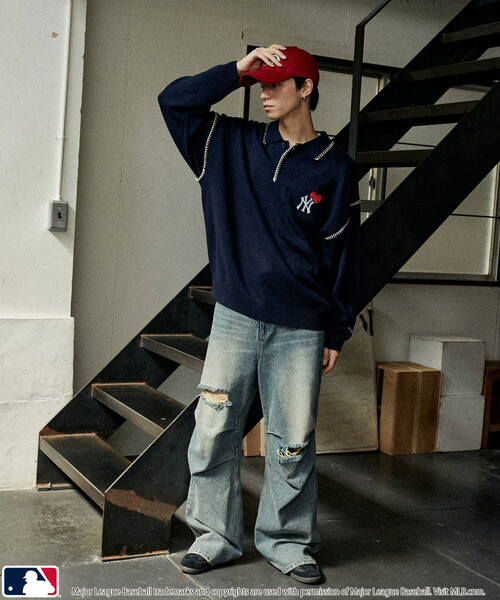 MLB(メジャーリーグベースボール)の「MLB/メジャーリーグベースボール 別注 STITCH KNIT POLO/ステッチニットポロ(限定展開)(ニット/セーター・メンズ・ブラウン/ブラック/ネイビー・LARGE/MEDIUM/SMALL)」の11枚目の写真