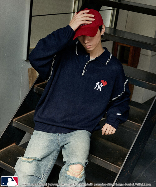 MLB(メジャーリーグベースボール)の「MLB/メジャーリーグベースボール 別注 STITCH KNIT POLO/ステッチニットポロ(限定展開)(ニット/セーター・メンズ・ブラウン/ブラック/ネイビー・LARGE/MEDIUM/SMALL)」の13枚目の写真