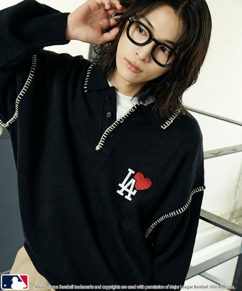 セール】MLB/メジャーリーグベースボール 別注 STITCH KNIT POLO