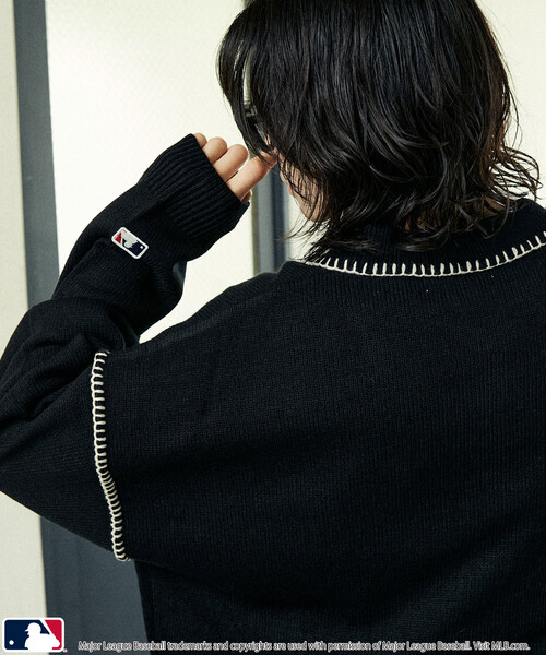 MLB(メジャーリーグベースボール)の「MLB/メジャーリーグベースボール 別注 STITCH KNIT POLO/ステッチニットポロ(限定展開)(ニット/セーター・メンズ・ブラウン/ブラック/ネイビー・LARGE/MEDIUM/SMALL)」の17枚目の写真