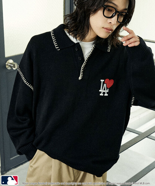 MLB(メジャーリーグベースボール)の「MLB/メジャーリーグベースボール 別注 STITCH KNIT POLO/ステッチニットポロ(限定展開)(ニット/セーター・メンズ・ブラウン/ブラック/ネイビー・LARGE/MEDIUM/SMALL)」の18枚目の写真