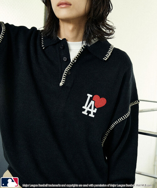 MLB(メジャーリーグベースボール)の「MLB/メジャーリーグベースボール 別注 STITCH KNIT POLO/ステッチニットポロ(限定展開)(ニット/セーター・メンズ・ブラウン/ブラック/ネイビー・LARGE/MEDIUM/SMALL)」の19枚目の写真