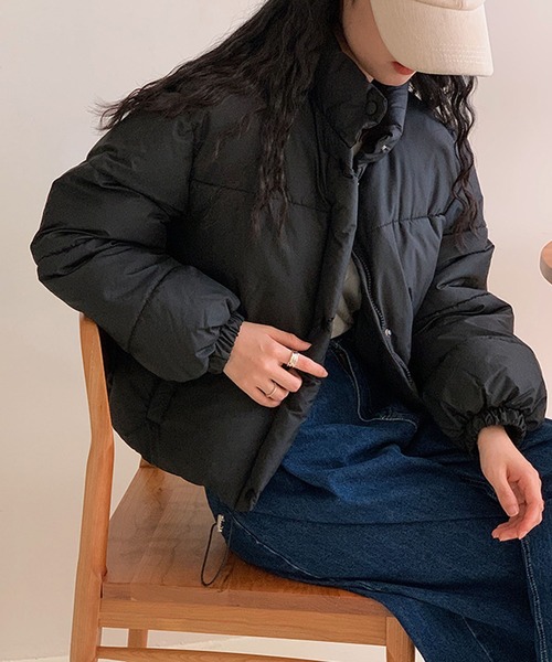 Lace Ladies(レースレディース)の「スタンドカラー ドロスト ショート ダウン ジャケット(ダウンジャケット/コート・レディース・ブラック/ライトブルー・FREE)」の6枚目の写真