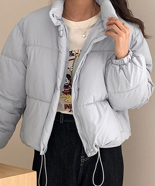 Lace Ladies(レースレディース)の「スタンドカラー ドロスト ショート ダウン ジャケット(ダウンジャケット/コート・レディース・ブラック/ライトブルー・FREE)」の12枚目の写真