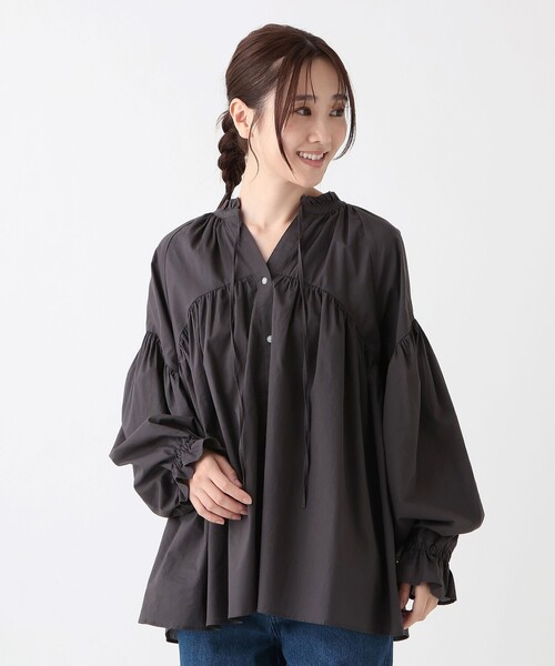 Afternoon Tea（アフタヌーンティー）の「コットンボイルフリルブラウス（シャツ/ブラウス・レディース・ブラック/ブルー/オフホワイト・MEDIUM）」の2枚目の写真