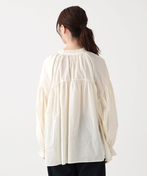 Afternoon Tea（アフタヌーンティー）の「コットンボイルフリルブラウス（シャツ/ブラウス・レディース・ブラック/ブルー/オフホワイト・MEDIUM）」の4枚目の写真