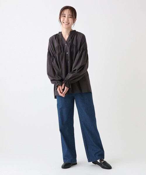 Afternoon Tea（アフタヌーンティー）の「コットンボイルフリルブラウス（シャツ/ブラウス・レディース・ブラック/ブルー/オフホワイト・MEDIUM）」の9枚目の写真