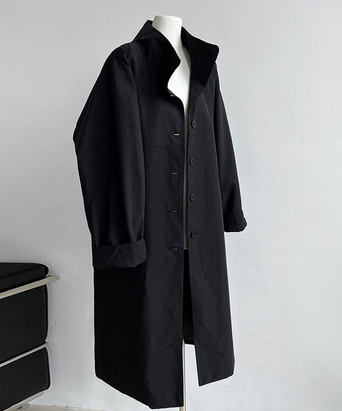 セール】【SETUP7】スタンドカラー ロング ワイド コート KNF144