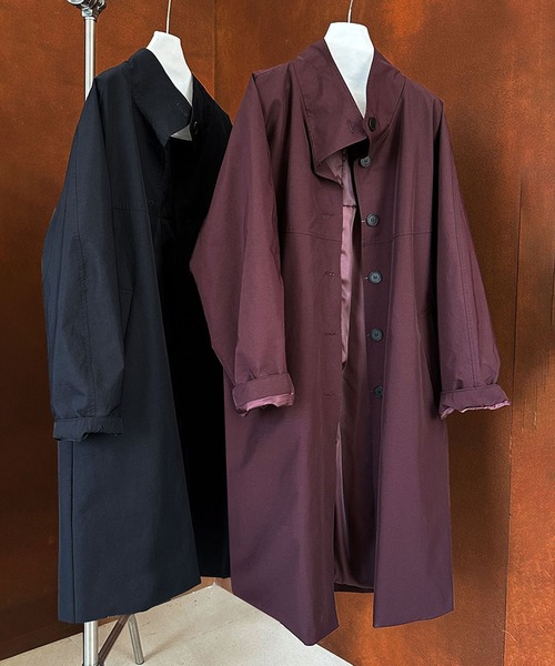 セール】【SETUP7】スタンドカラー ロング ワイド コート KNF144