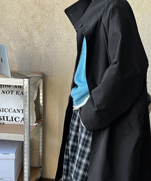 セール】【SETUP7】スタンドカラー ロング ワイド コート KNF144