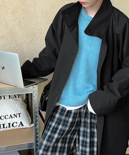 セール】【SETUP7】スタンドカラー ロング ワイド コート KNF144