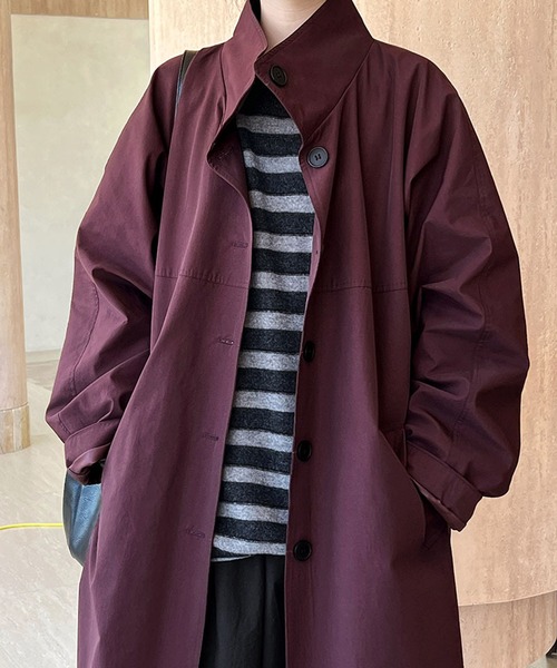 セール】【SETUP7】スタンドカラー ロング ワイド コート KNF144