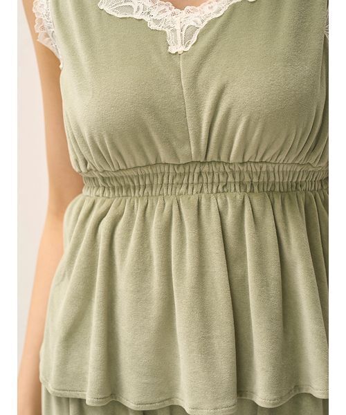 セール】【MUCHA】ベロア×レースカップインタンクトップ（ルームウェア