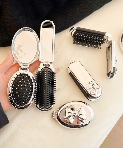 セール】Ein/コンパクトミラー付き 折りたたみ コーム（ヘアブラシ