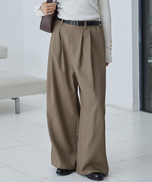 タックワイドストレートスラックスパンツ【セットアップ対応】