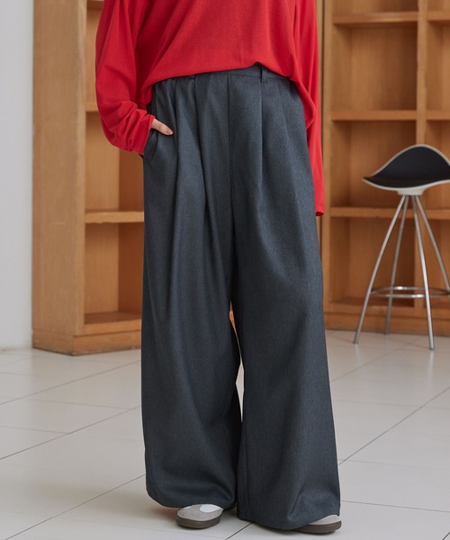 タックワイドストレートスラックスパンツ【セットアップ対応】