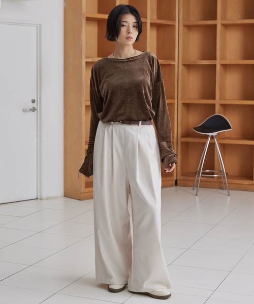 セール】タックワイドストレートスラックスパンツ【セットアップ対応