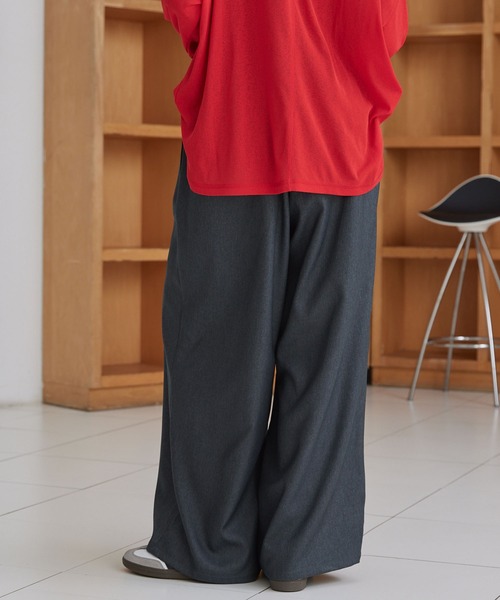 タックワイドストレートスラックスパンツ【セットアップ対応