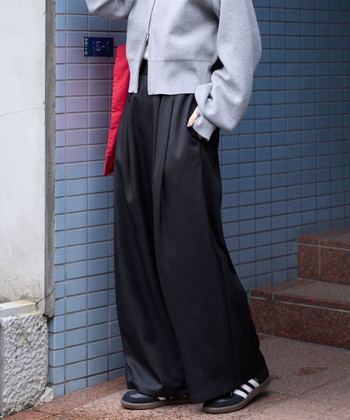 タックワイドストレートスラックスパンツ【セットアップ対応】 MONO