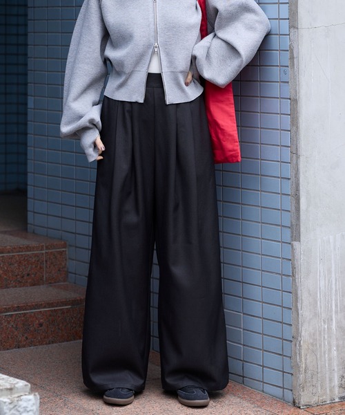 タックワイドストレートスラックスパンツ【セットアップ対応】 MONO