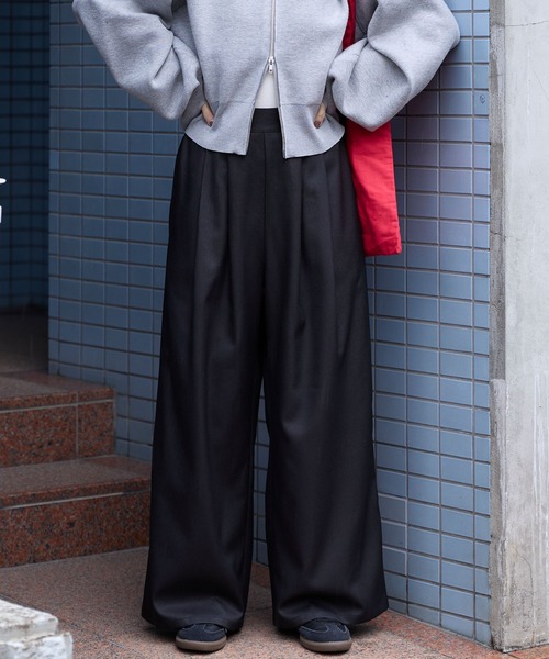 タックワイドストレートスラックスパンツ【セットアップ対応】 MONO