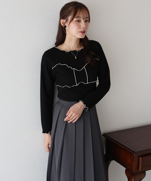 BLUEEAST(ブルーイースト)の「リボンメロー切替Tシャツ(Tシャツ/カットソー・レディース・ブラック/ブラウン/ホワイト・MEDIUM)」の13枚目の写真