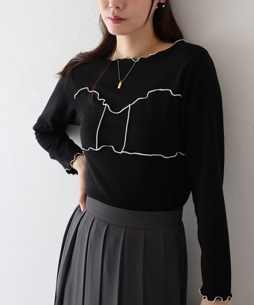 BLUEEAST(ブルーイースト)の「リボンメロー切替Tシャツ(Tシャツ/カットソー・レディース・ブラック/ブラウン/ホワイト・MEDIUM)」の11枚目の写真