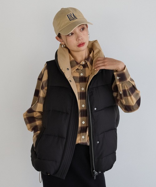 【新品未使用】BAYFLOW リバーシブルパファーベスト　ブラック×ベージュ M セール】リバーシブルパファーベスト（ベスト）｜BAYFLOW（ベイフロー
