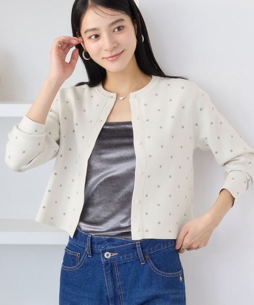 VIS(ビス)の「ドットジャガードカーディガン(カーディガン/ボレロ・レディース・ブラック系その他/ホワイト系その他5/グレー系その他・FREE)」の2枚目の写真