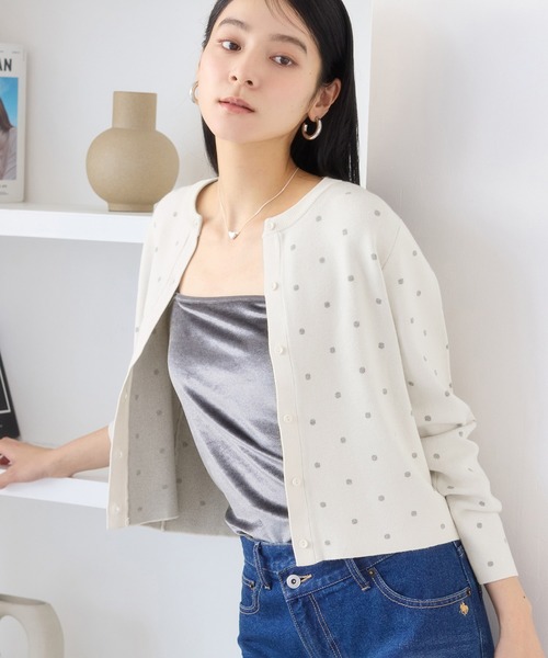 VIS(ビス)の「ドットジャガードカーディガン(カーディガン/ボレロ・レディース・ブラック系その他/ホワイト系その他5/グレー系その他・FREE)」の4枚目の写真