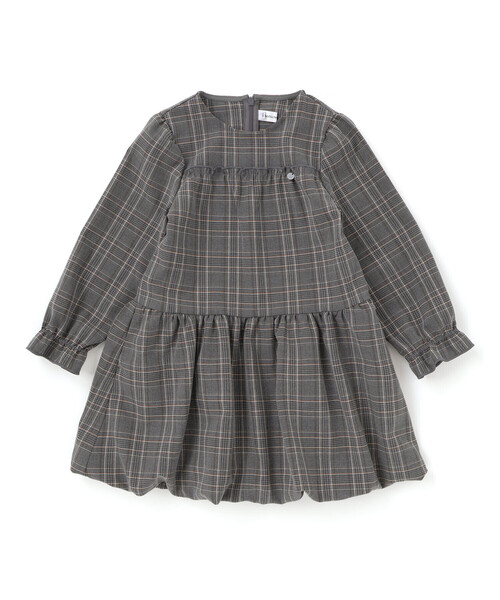 BeBe Petits Pois Vert（ベベプチポワヴェール）の「【店舗限定】チェックバルーン長袖ワンピース（ワンピース・キッズ・ブラック系その他/グレー系その他・100cm/120cm/130cm/150cm/140cm/110cm）」の6枚目の写真