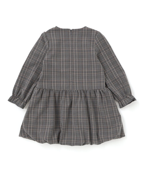 BeBe Petits Pois Vert（ベベプチポワヴェール）の「【店舗限定】チェックバルーン長袖ワンピース（ワンピース・キッズ・ブラック系その他/グレー系その他・100cm/120cm/130cm/150cm/140cm/110cm）」の7枚目の写真