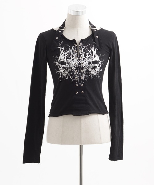 REFLEM（レフレム）の「『REFLEM/レフレム』ホルターネックL/S Tee/ロングスリーブカットソー（Tシャツ/カットソー・レディース・ブラック/ホワイト・L/M）」の3枚目の写真