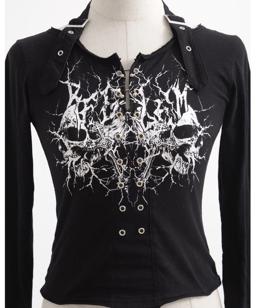 REFLEM（レフレム）の「『REFLEM/レフレム』ホルターネックL/S Tee/ロングスリーブカットソー（Tシャツ/カットソー・レディース・ブラック/ホワイト・L/M）」の9枚目の写真