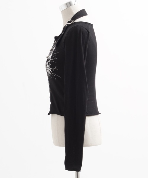 REFLEM（レフレム）の「『REFLEM/レフレム』ホルターネックL/S Tee/ロングスリーブカットソー（Tシャツ/カットソー・レディース・ブラック/ホワイト・L/M）」の4枚目の写真