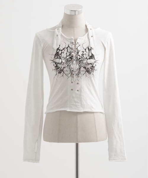 REFLEM（レフレム）の「『REFLEM/レフレム』ホルターネックL/S Tee/ロングスリーブカットソー（Tシャツ/カットソー・レディース・ブラック/ホワイト・L/M）」の6枚目の写真