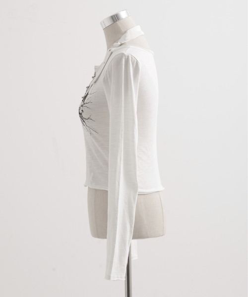 REFLEM（レフレム）の「『REFLEM/レフレム』ホルターネックL/S Tee/ロングスリーブカットソー（Tシャツ/カットソー・レディース・ブラック/ホワイト・L/M）」の7枚目の写真