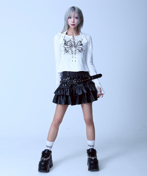 REFLEM（レフレム）の「『REFLEM/レフレム』ホルターネックL/S Tee/ロングスリーブカットソー（Tシャツ/カットソー・レディース・ブラック/ホワイト・L/M）」の16枚目の写真