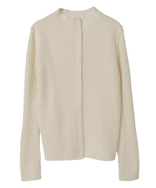 martinique（マルティニーク）の「ウールリブスタンドカーディガン（カーディガン/ボレロ・レディース・ブラック/オフホワイト/キャメル・FREE）」の2枚目の写真