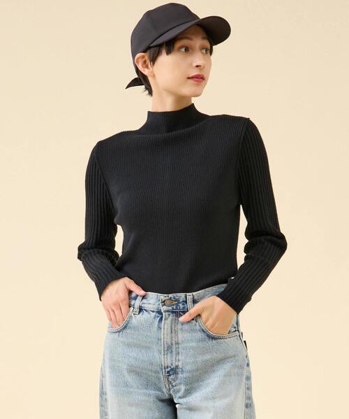 martinique（マルティニーク）の「ウールリブスタンドカーディガン（カーディガン/ボレロ・レディース・ブラック/オフホワイト/キャメル・FREE）」の18枚目の写真