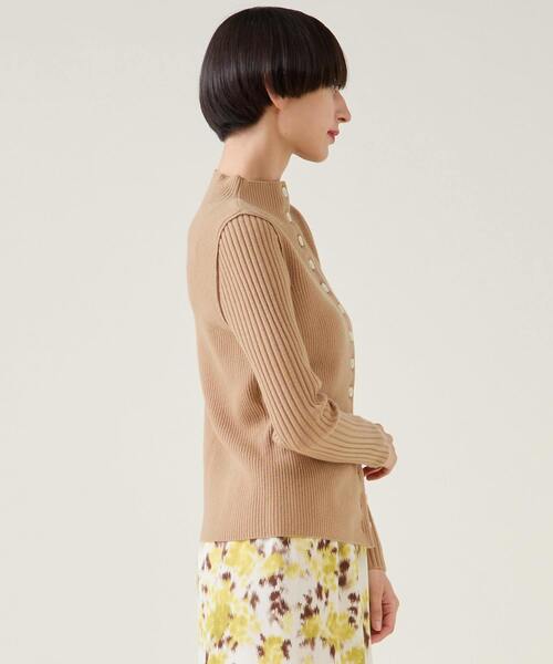 martinique（マルティニーク）の「ウールリブスタンドカーディガン（カーディガン/ボレロ・レディース・ブラック/オフホワイト/キャメル・FREE）」の7枚目の写真