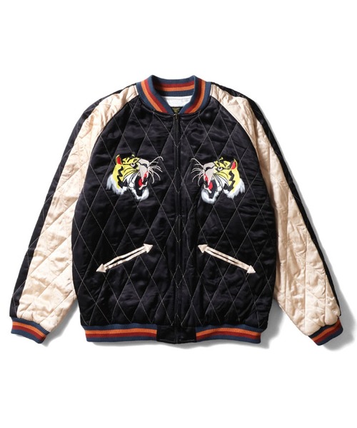 【美品】HOUSTON/ヒューストン/刺繍スカジャン/コットンレーヨン/ブラック セール】HOUSTON レーヨンスカジャン(TIGER)（スカジャン）｜HOUSTON