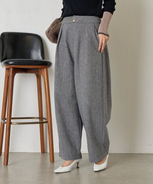 Jena espace merveilleux（ジェナ　エスパスメルヴェイユ）の「ネップツイードカーブパンツ（その他パンツ・レディース・ブラック/ブラウン/ネイビー・FREE）」の3枚目の写真